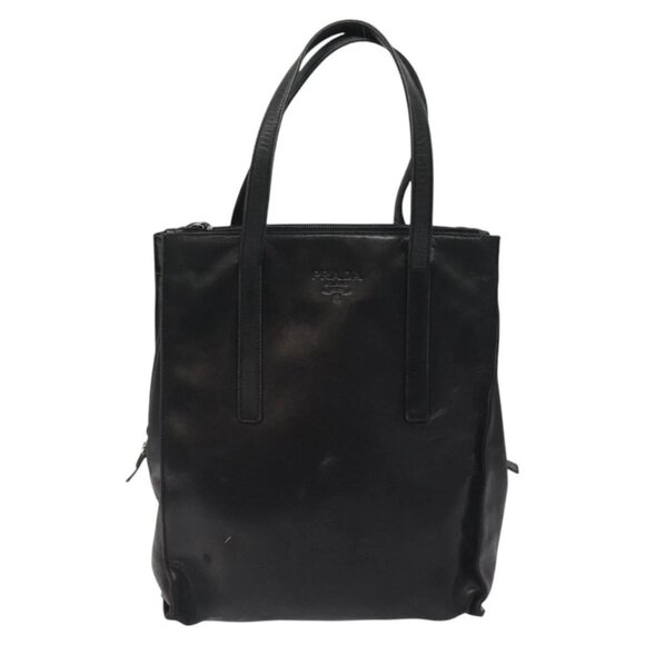 PRADA Hand Bag Leather Black Auth - Picture 2 of 16